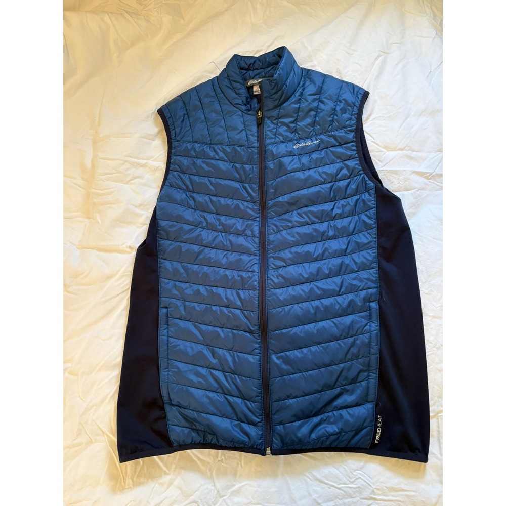 Eddie Bauer FreeHeat Puffer Vest Mens Tall Large TL Blue Zip